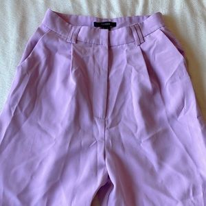 Pastel lilac high waisted wide leg trousers